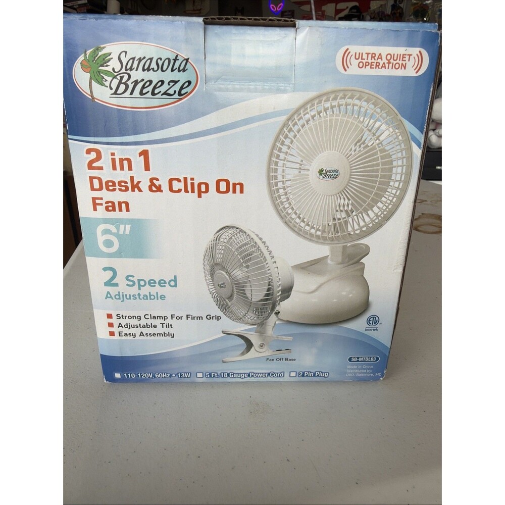 Sarasota Breeze 6” 2-in-1 Desk & Clip On Fan 2 Speed Adjustable SB-MTDL03